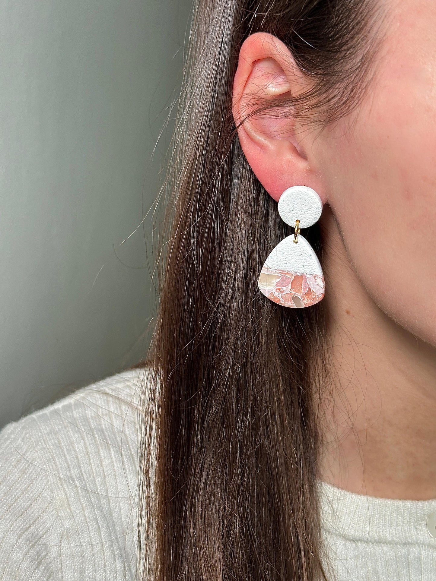 Sorbet Marble Blush Statement Earrings | Handmade Polymer Clay Earrings