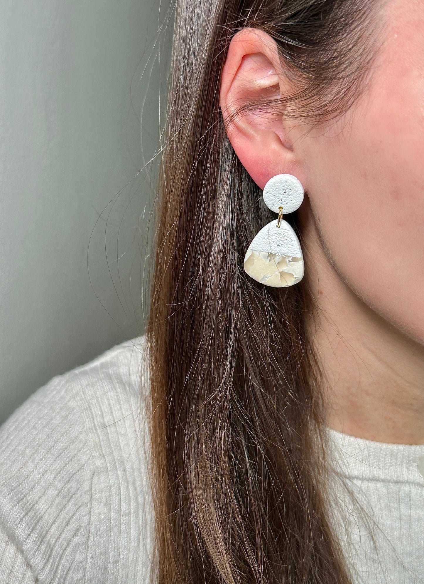 Sorbet Marble Vanilla Statement Earrings | Handmade Polymer Clay Earrings