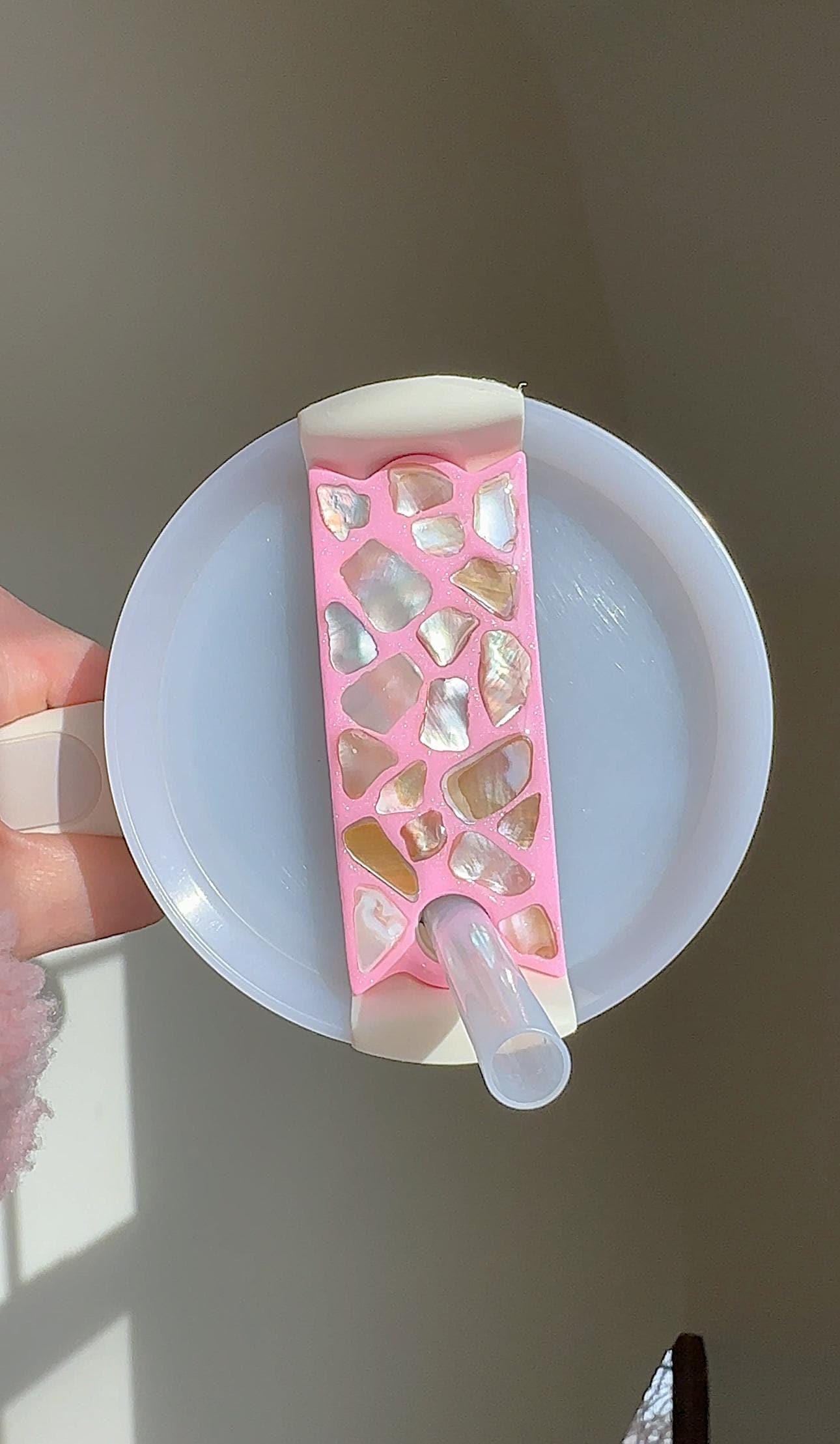 Pink Seashell Clay Stanley Cup Topper - SHELLS WILL VARY