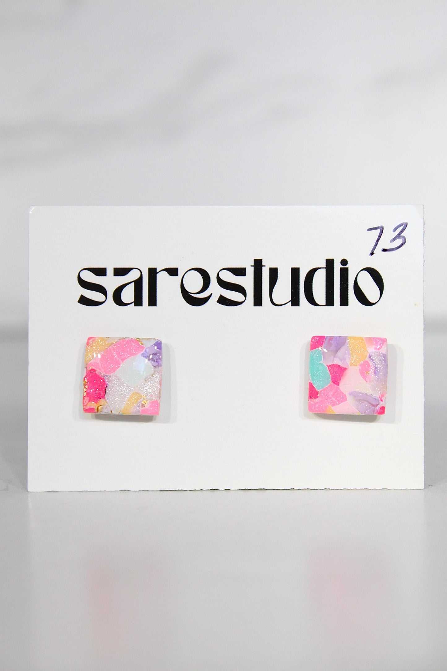 Confetti Marble Clay Stud Earrings – Lightweight Dainty Jewelry, Everyday Fun