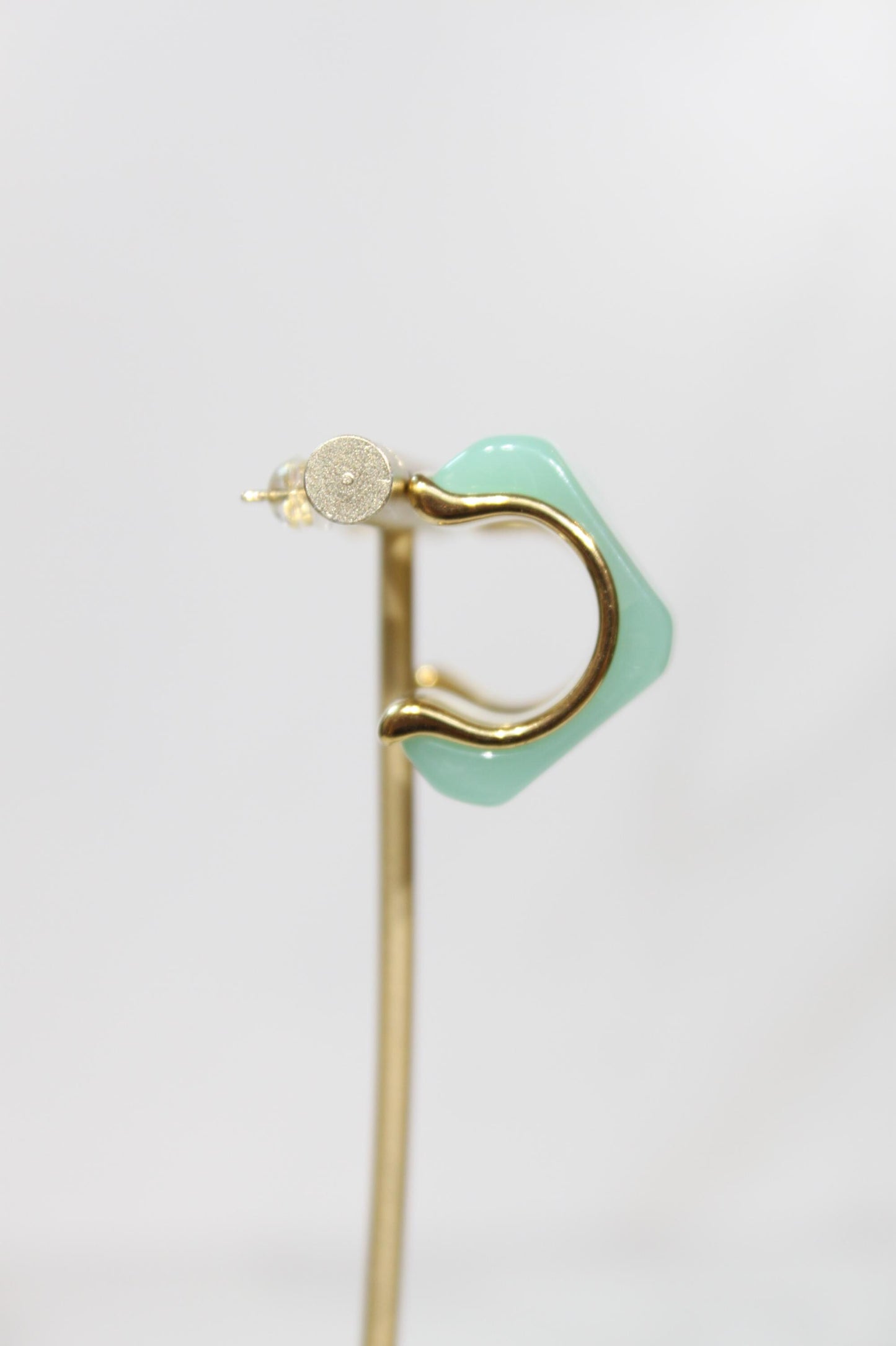 Mint Geometric Hoop Earrings | Chunky Magenta Resin Hoops