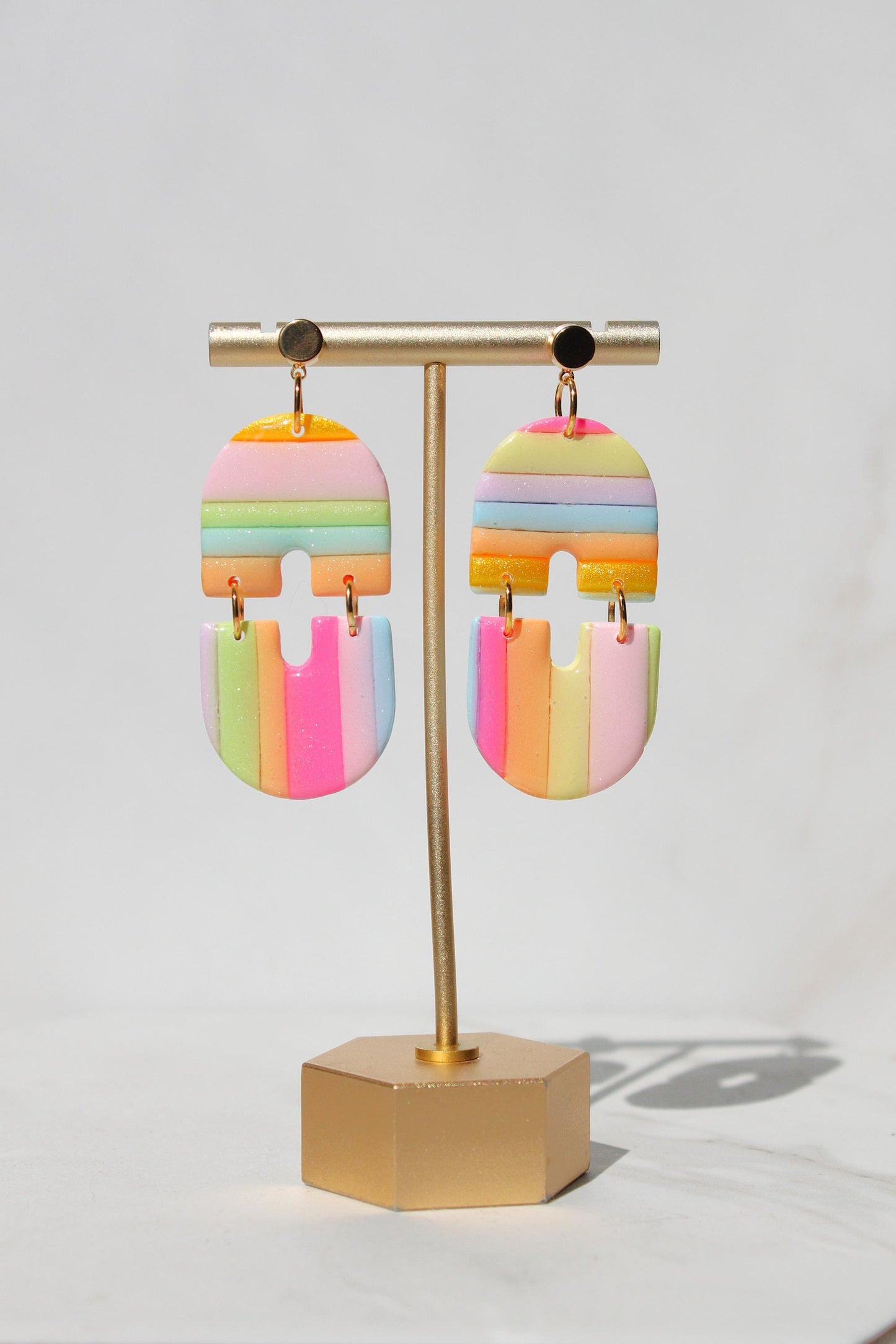 Pastel Geometric Polymer Clay Earrings | Color Block Statement Dangle Earrings | Lightweight Modern Handmade Jewelry | Gift for Her