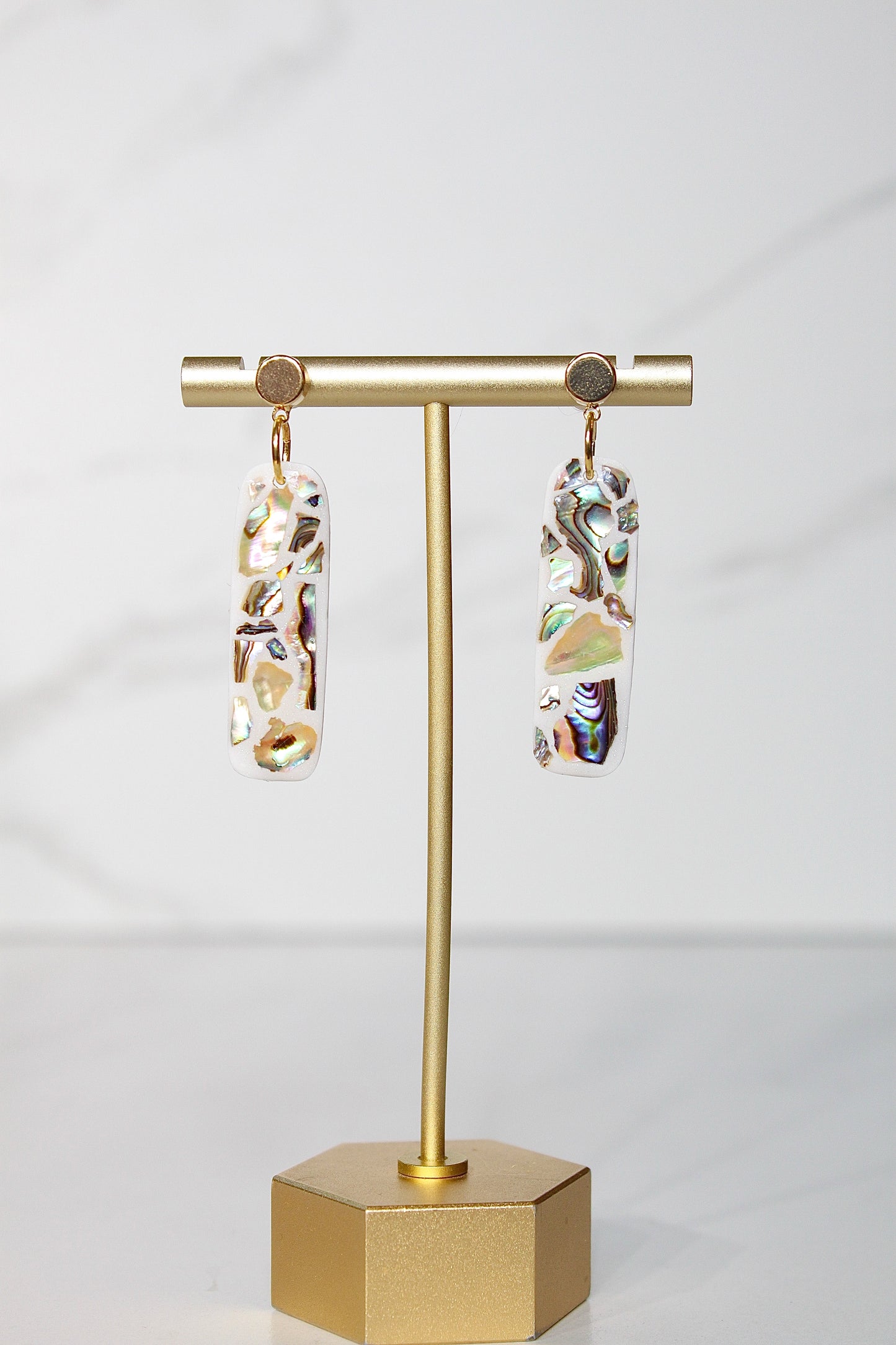 Lumière Drop Earrings | Iridescent Shell Statement Earrings
