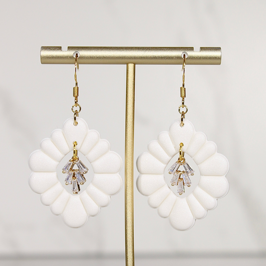 VEIL Crystal Daisy Drop Earrings
