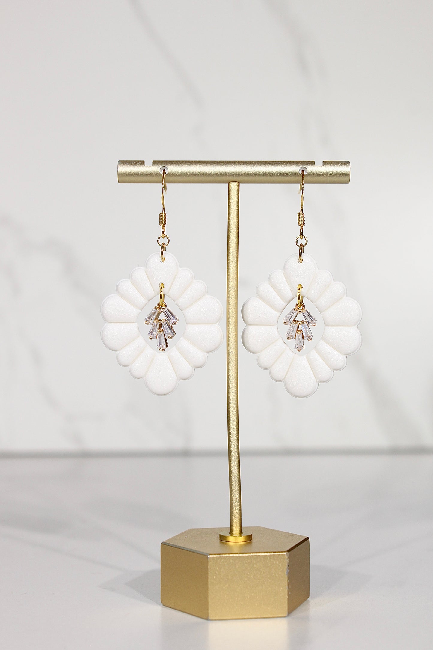 VEIL Crystal Daisy Drop Earrings