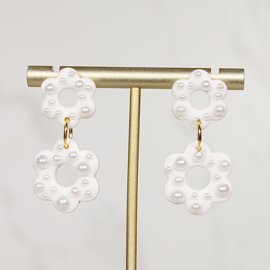 VEIL Pearl Daisy Drop Earrings
