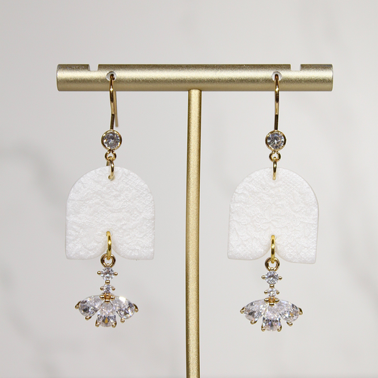 VEIL Lace Crystal Drop Earrings