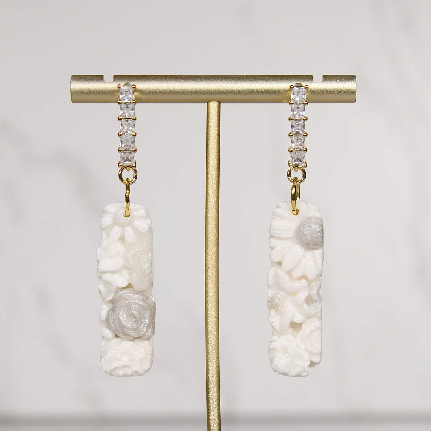 VEIL Floral Relief Drop Earrings