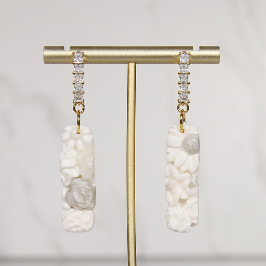 VEIL Floral Relief Drop Earrings