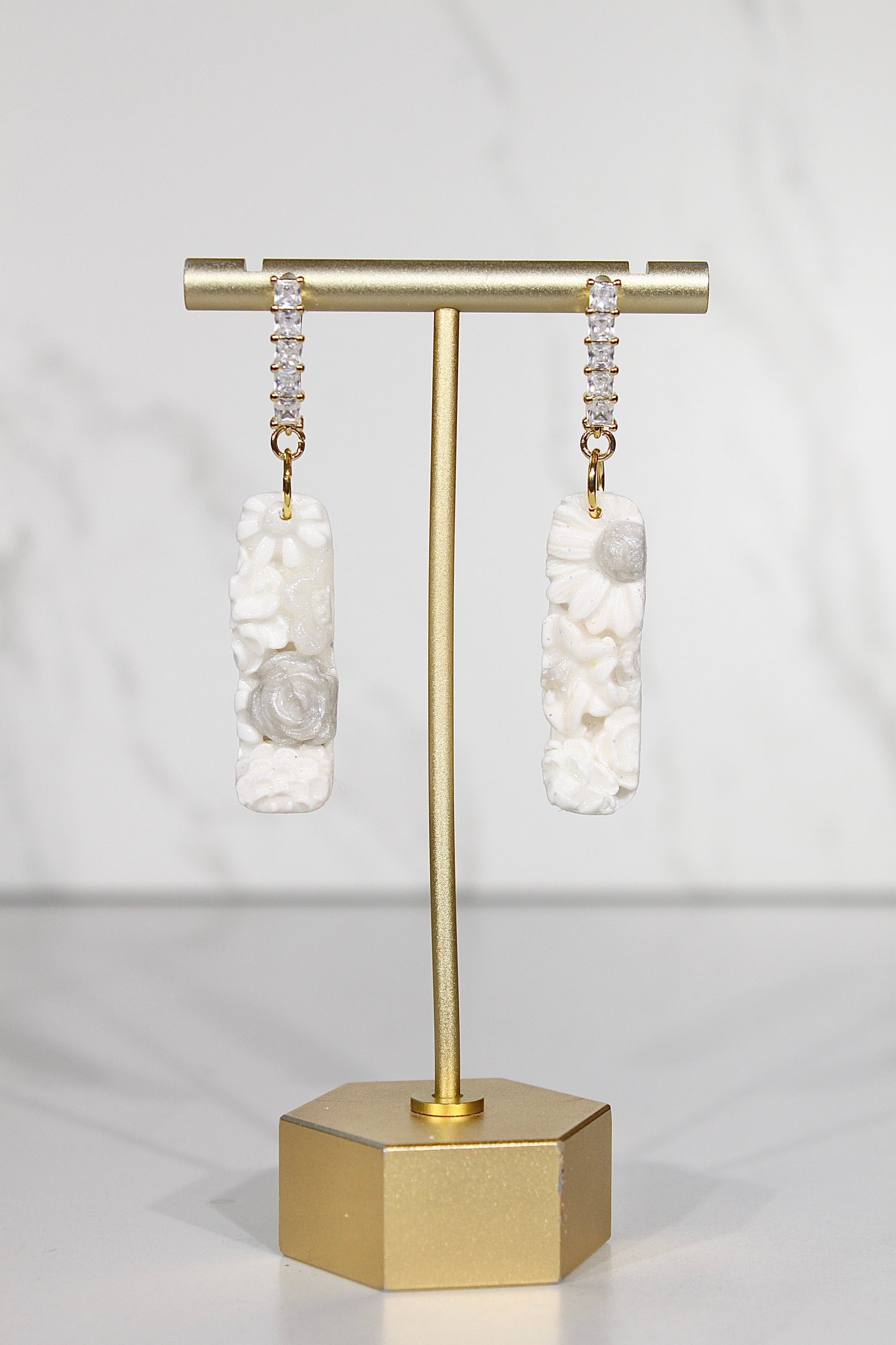 VEIL Floral Relief Drop Earrings
