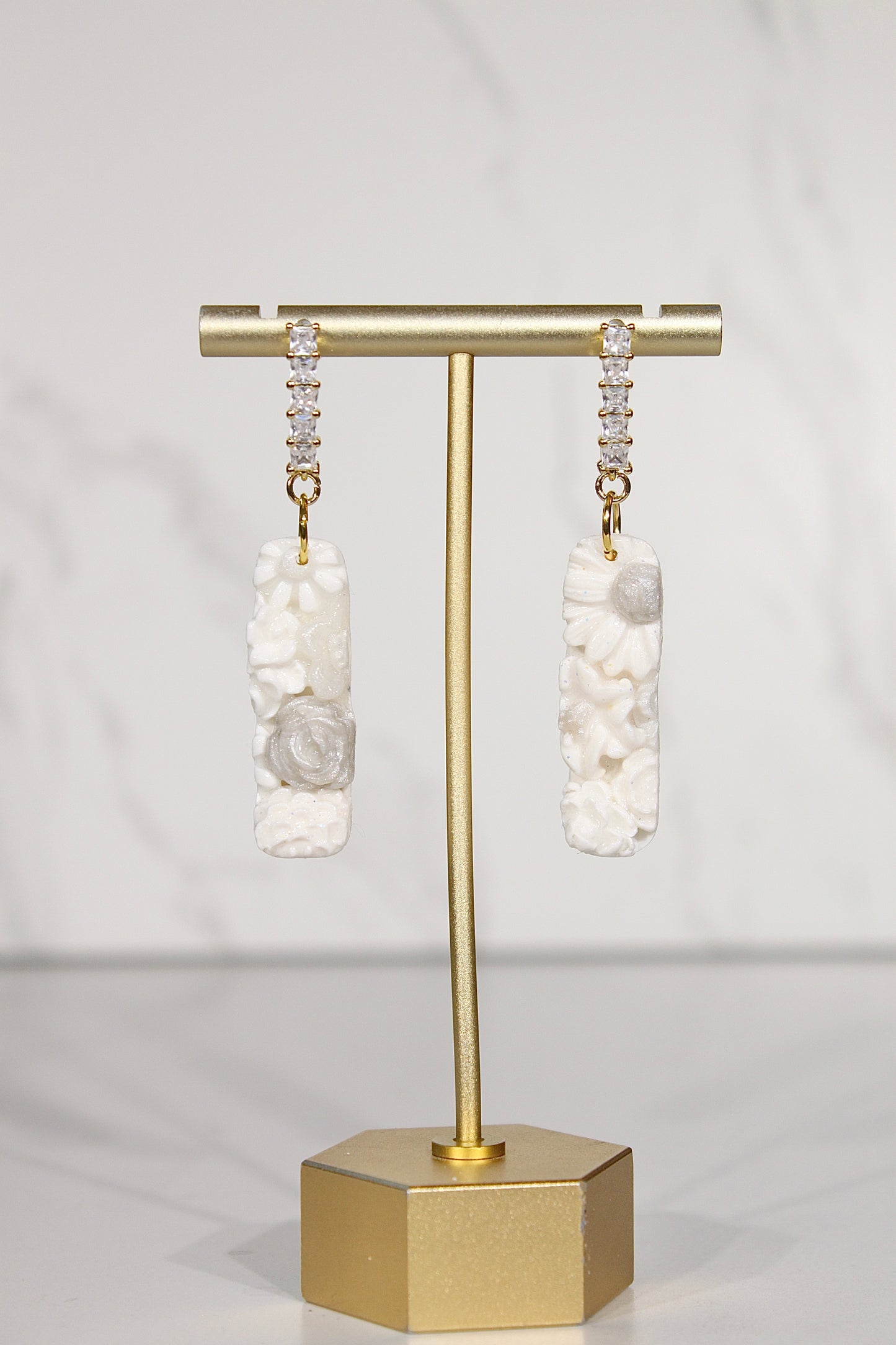 VEIL Floral Relief Drop Earrings