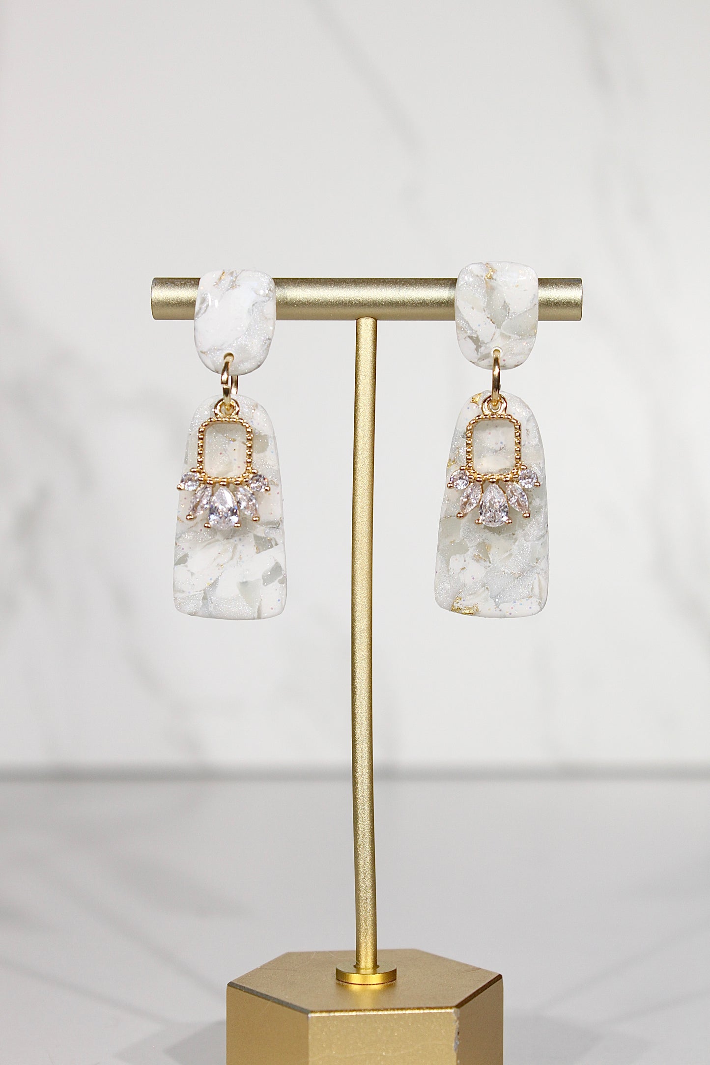 VEIL Marble Crystal Drop Earrings