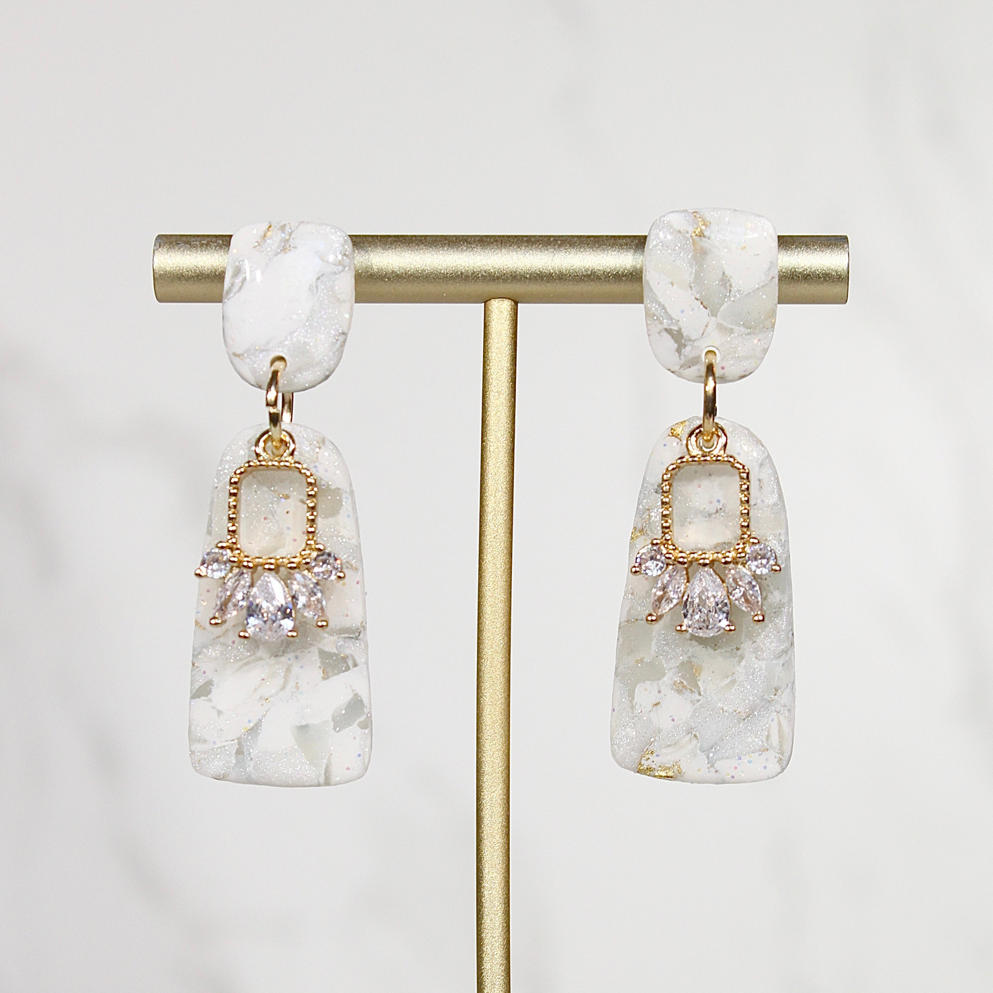VEIL Marble Crystal Drop Earrings