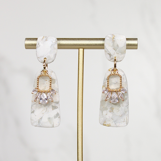 VEIL Marble Crystal Drop Earrings