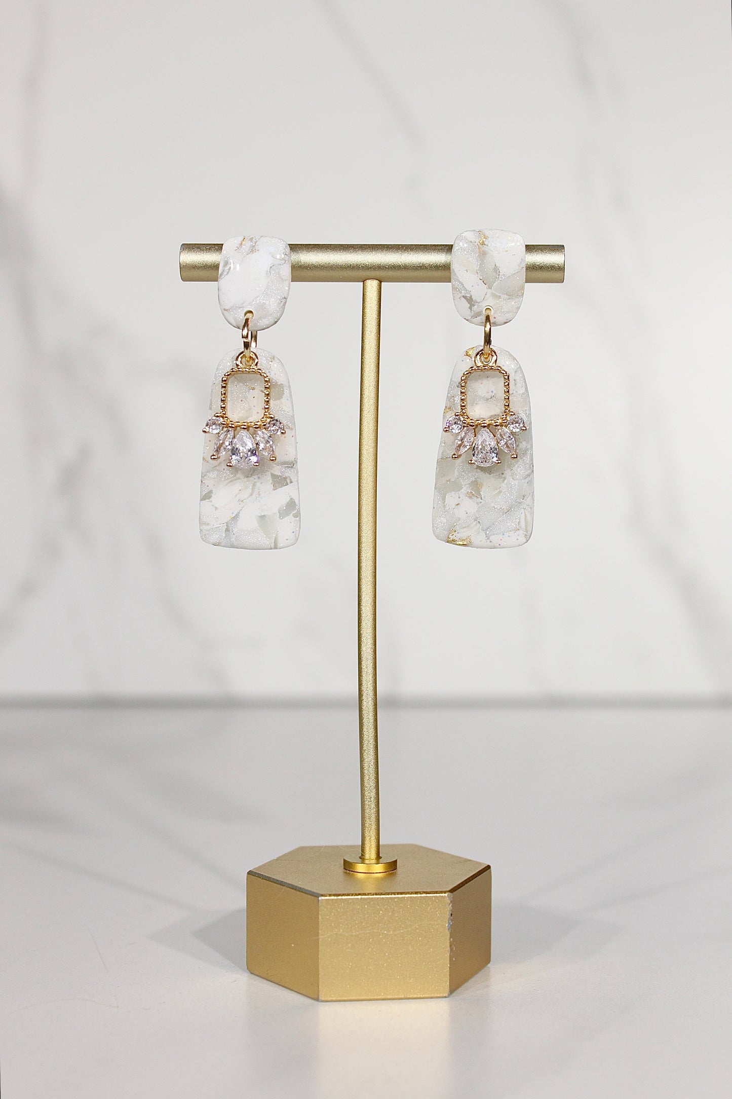 VEIL Marble Crystal Drop Earrings