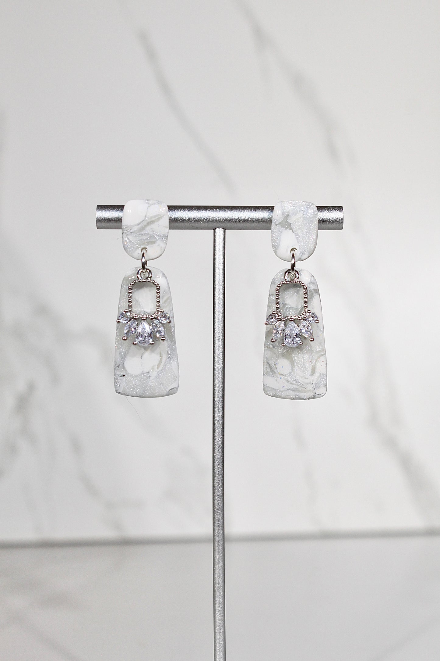 VEIL Marble Crystal Drop Earrings