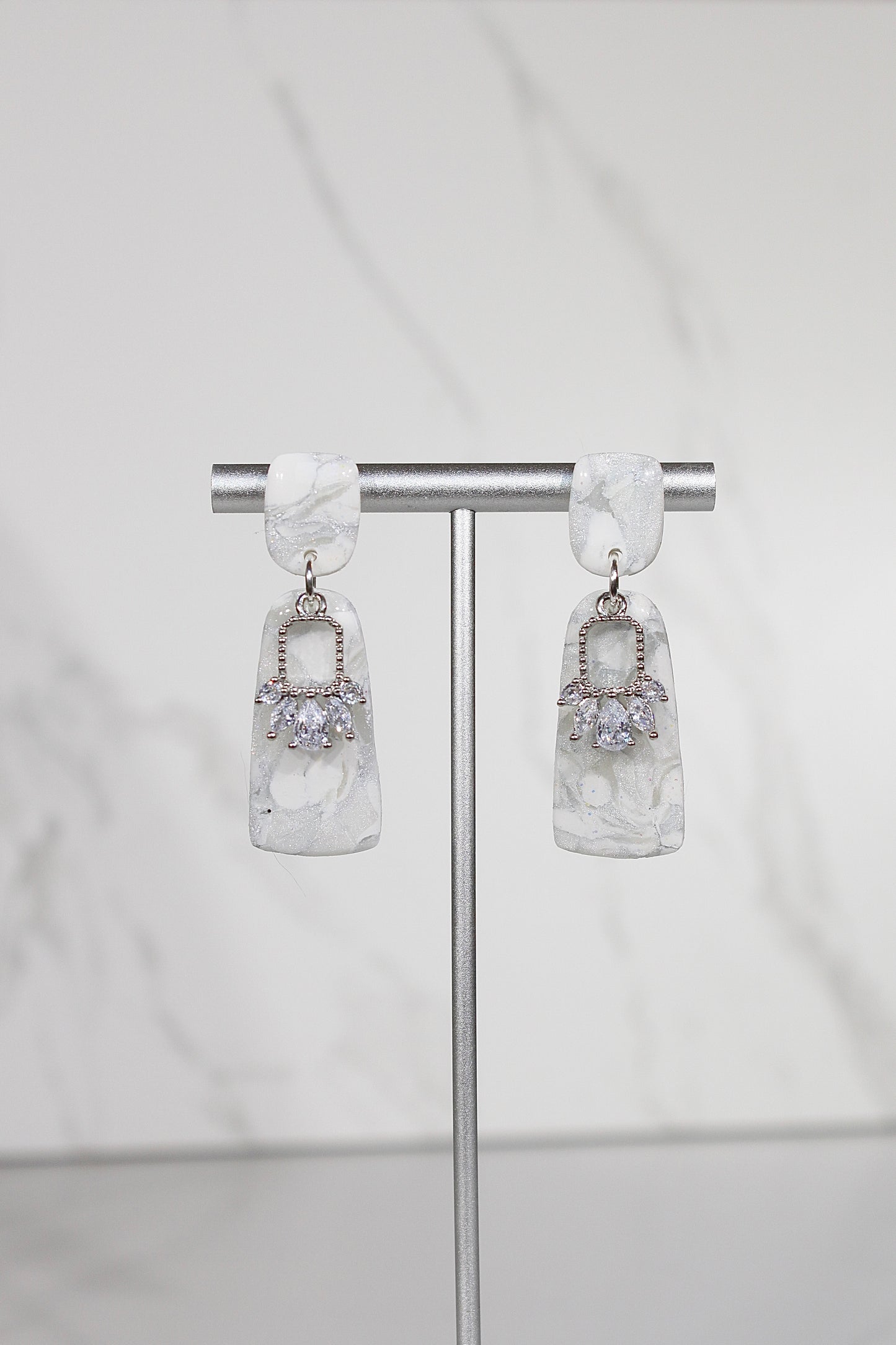 VEIL Marble Crystal Drop Earrings