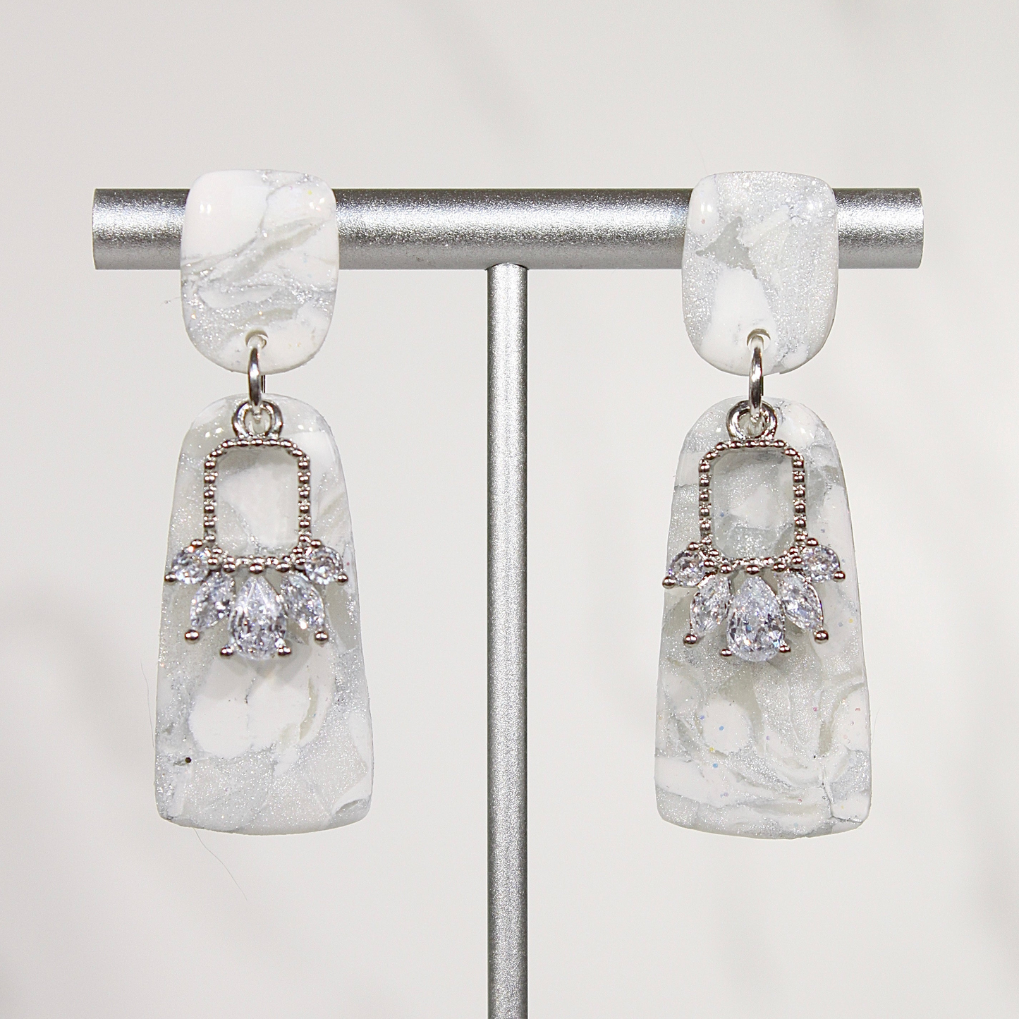 VEIL Marble Crystal Drop Earrings