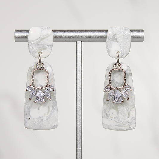 VEIL Marble Crystal Drop Earrings