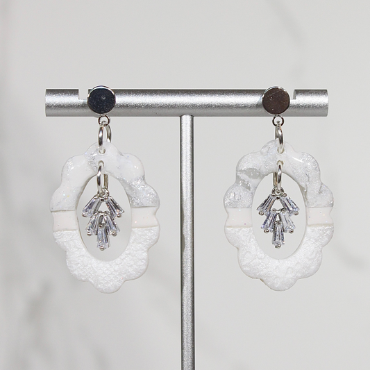 VEIL Oval Marble Drop Earrings