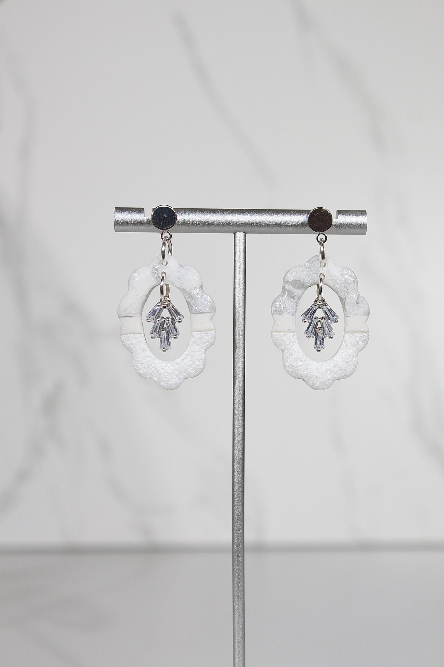 VEIL Oval Marble Drop Earrings