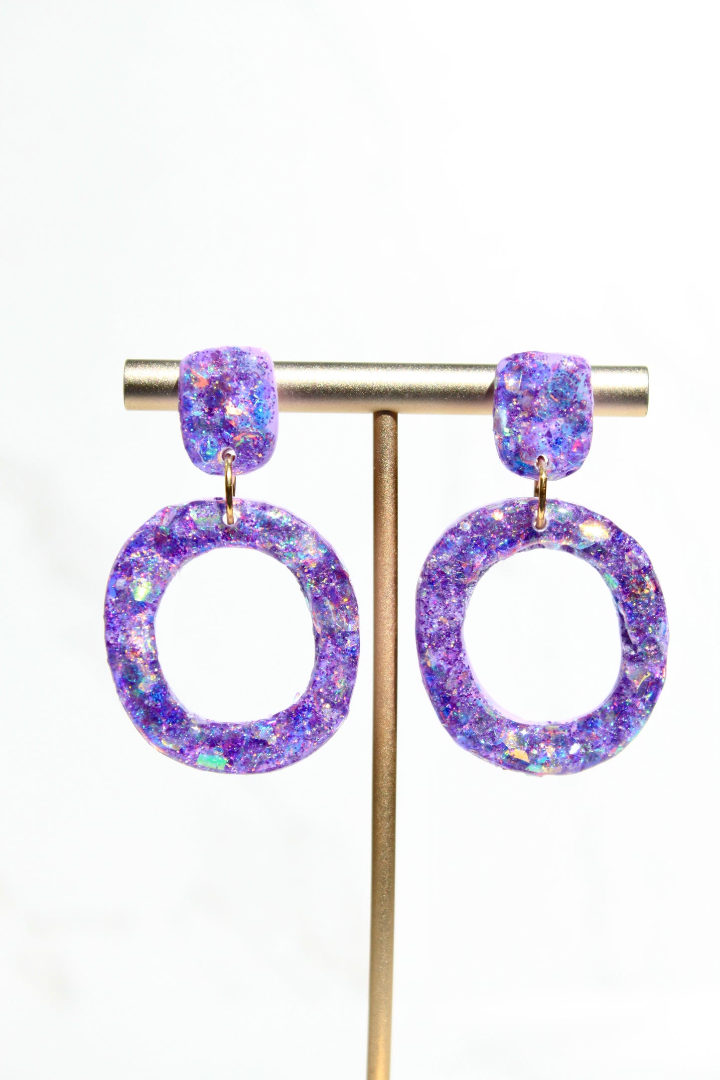 Glitter Clay Earrings in Purple | Handmade Lightweight Statement Earrings | Sparkly Polymer Clay Jewelry | Party & Everyday Style