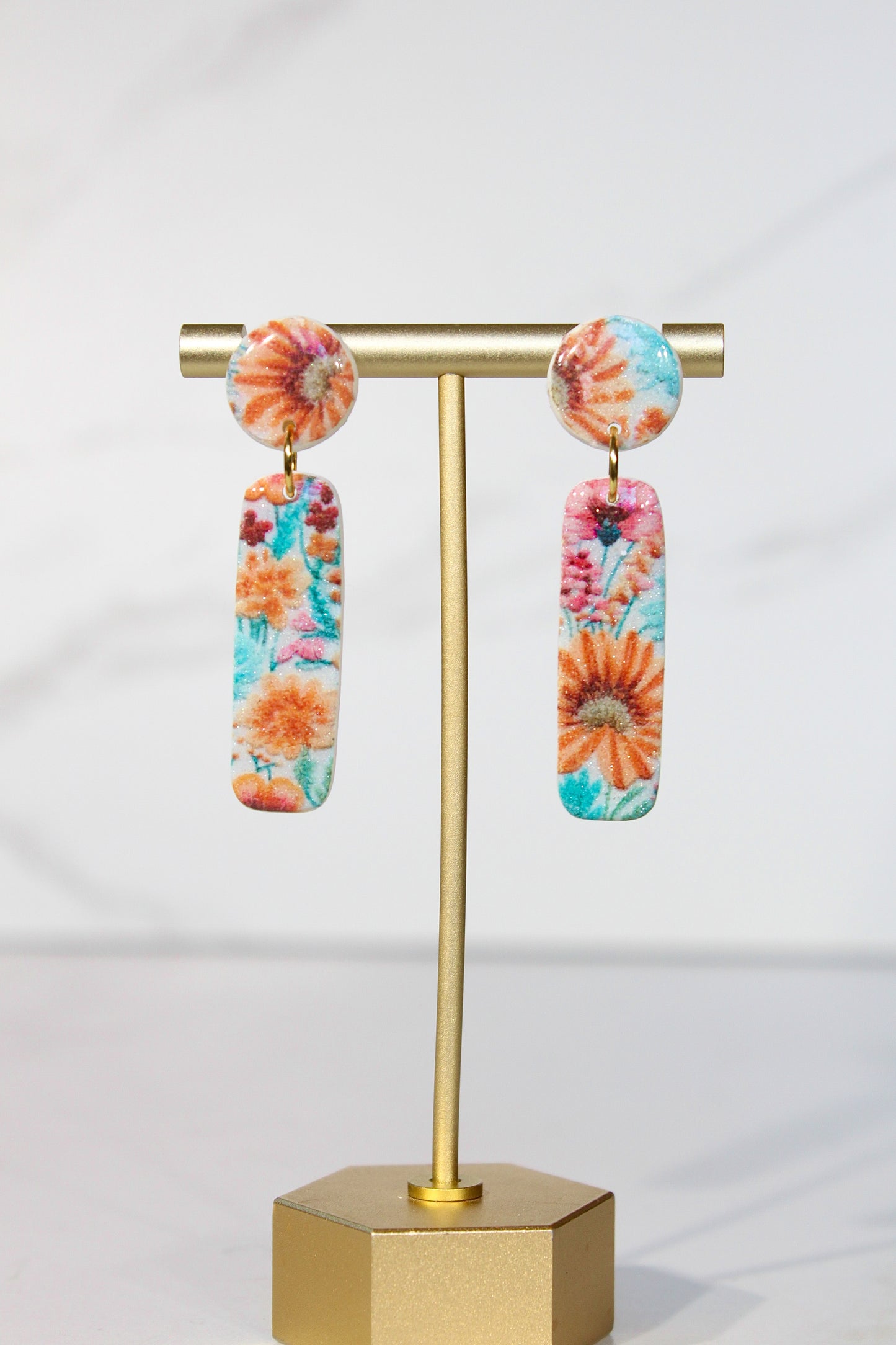 Secret Garden Modern Pillar Dangles | Floral Resin Earrings