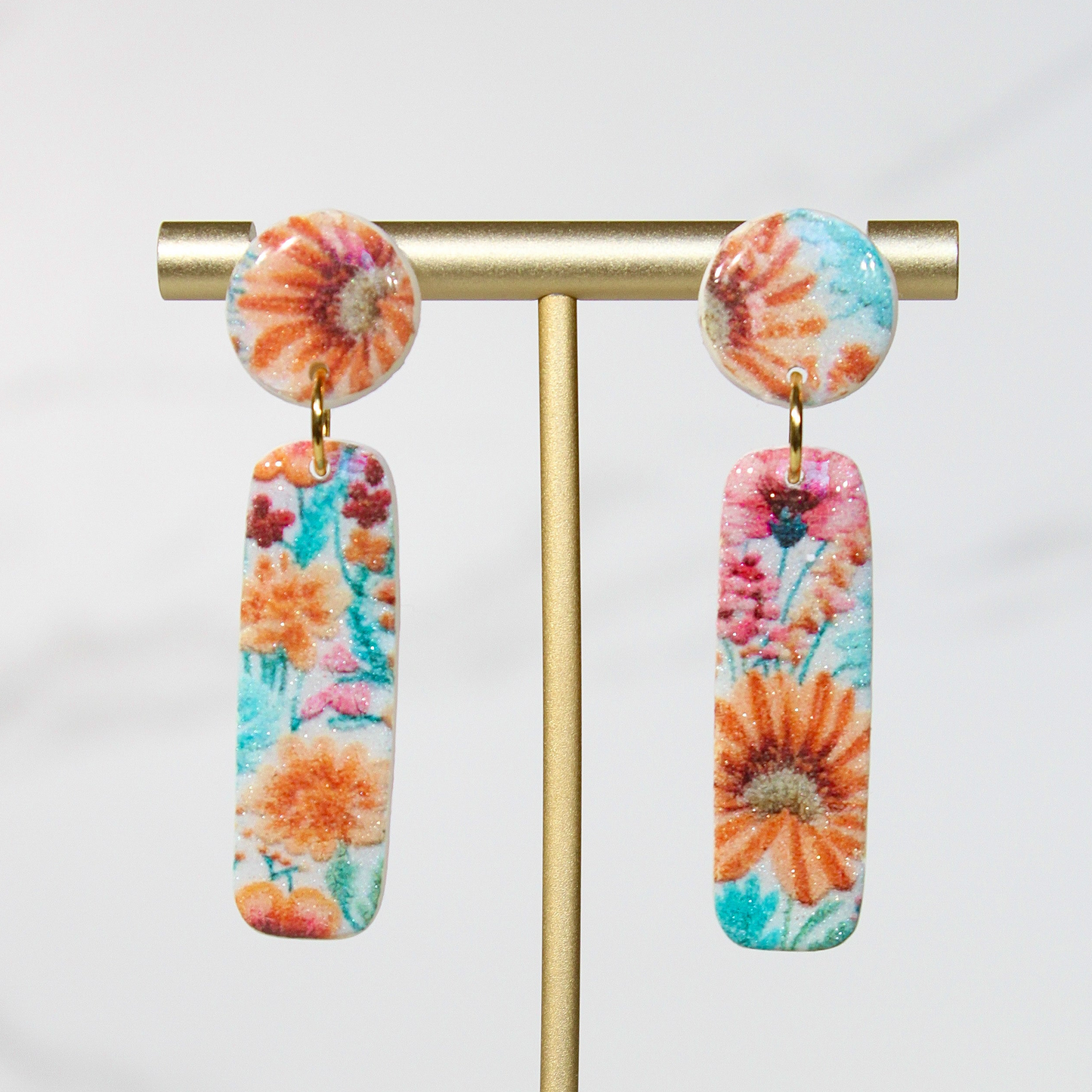 Secret Garden Modern Pillar Dangles | Floral Resin Earrings