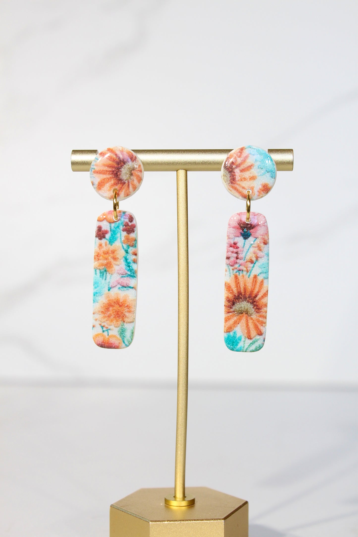 Secret Garden Modern Pillar Dangles | Floral Resin Earrings