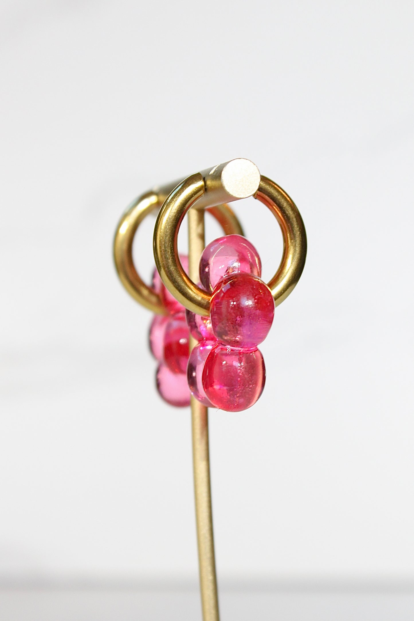 Pink Jelly Bloom Hoops – Acrylic Flower Charm Earrings