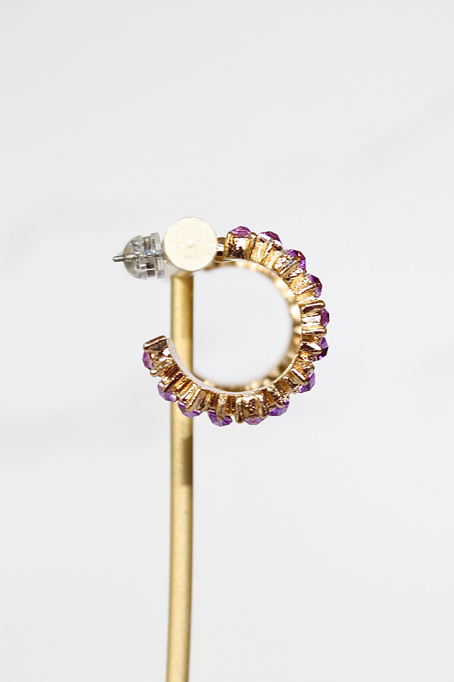 Royal Purple Rhinestone Hoops – Bold Violet Sparkle Earrings