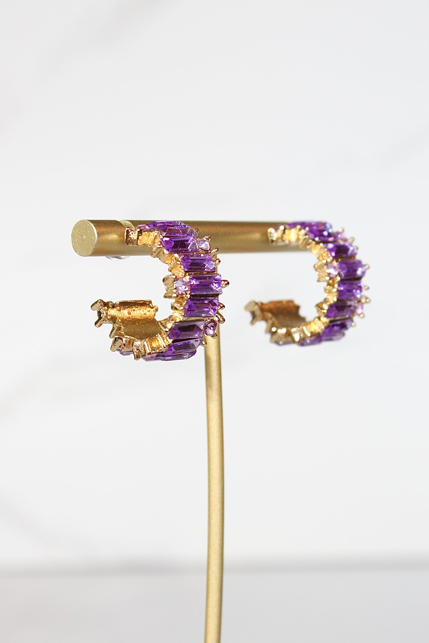 Royal Purple Rhinestone Hoops – Bold Violet Sparkle Earrings