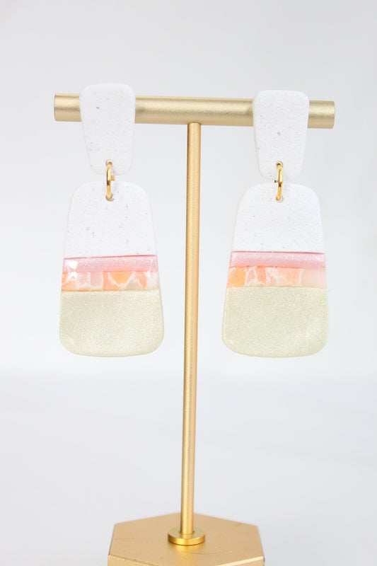 Clay Dangle Earrings - Geometric Modern Design, Handmade Lightweight Hypoallergenic Polymer Jewelry, Statement Accessory Multiple Colors