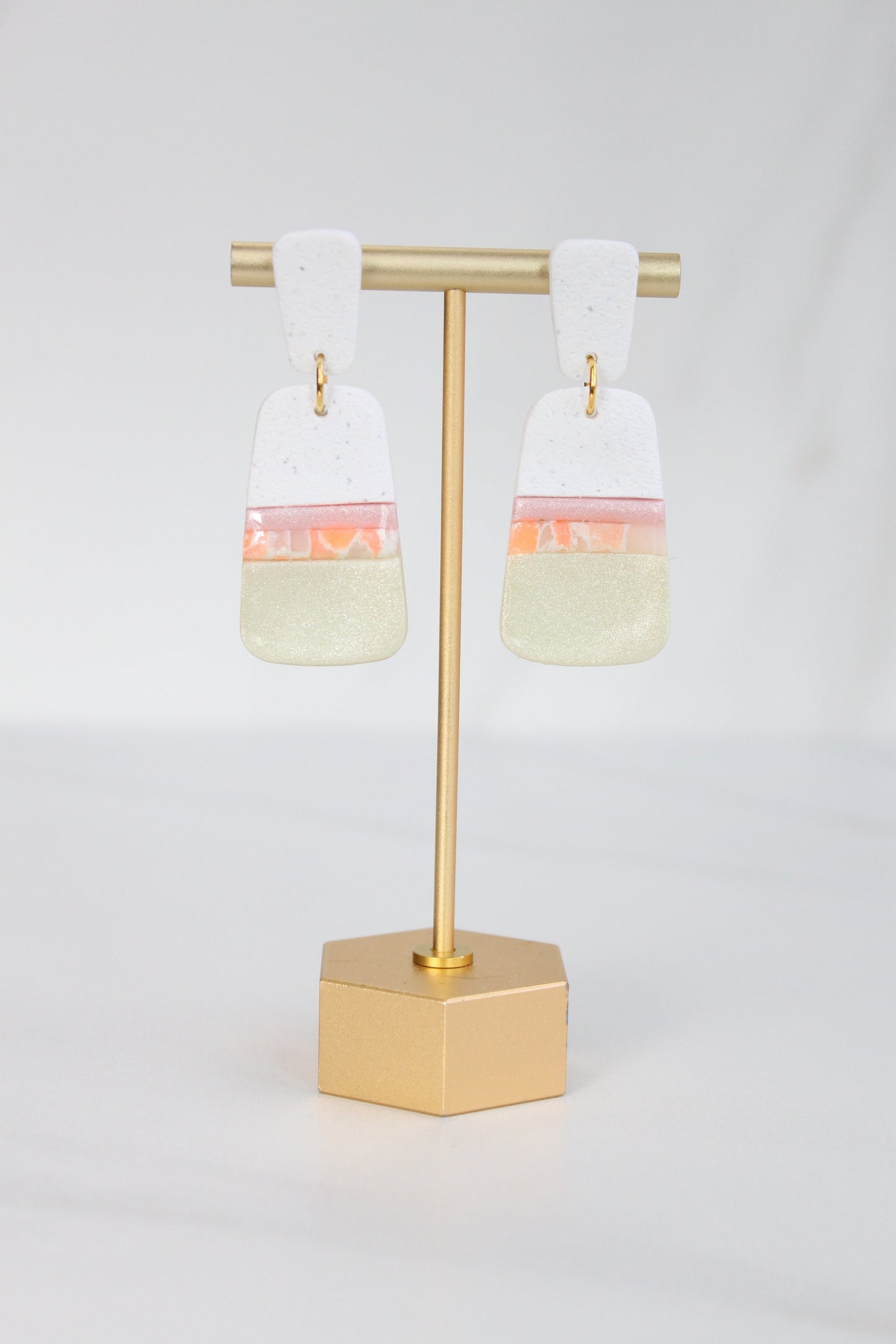 Clay Dangle Earrings - Geometric Modern Design, Handmade Lightweight Hypoallergenic Polymer Jewelry, Statement Accessory Multiple Colors