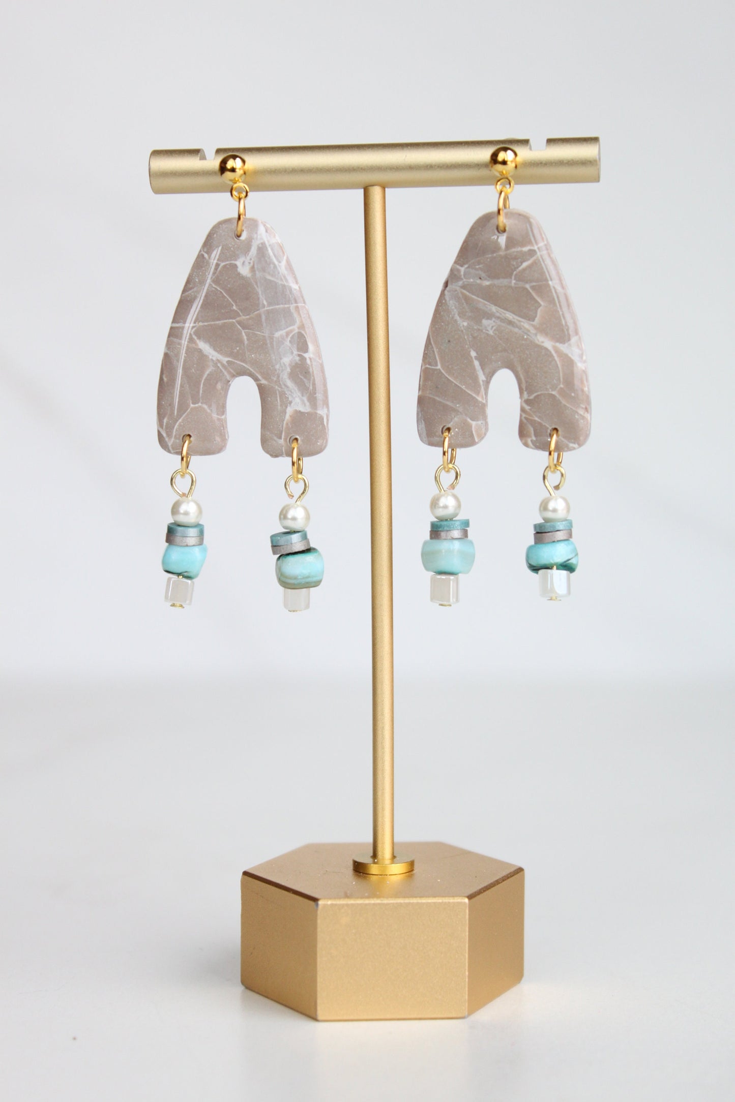 Clay Dangle Earrings - Geometric Modern Design, Handmade Lightweight Hypoallergenic Polymer Jewelry, Statement Accessory Multiple Colors