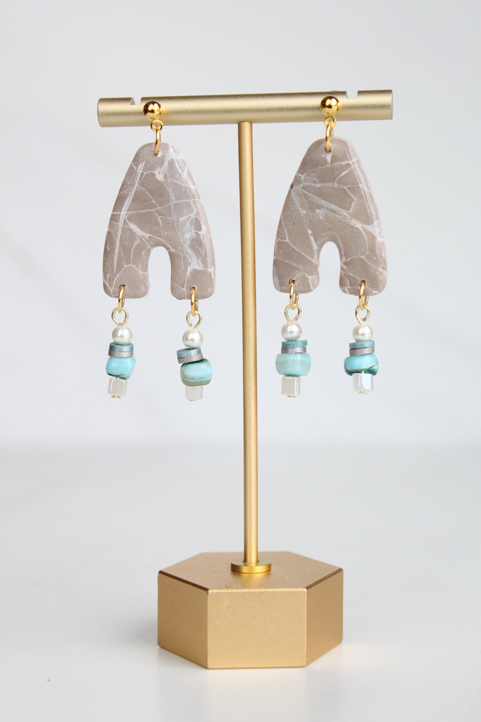 Clay Dangle Earrings - Geometric Modern Design, Handmade Lightweight Hypoallergenic Polymer Jewelry, Statement Accessory Multiple Colors