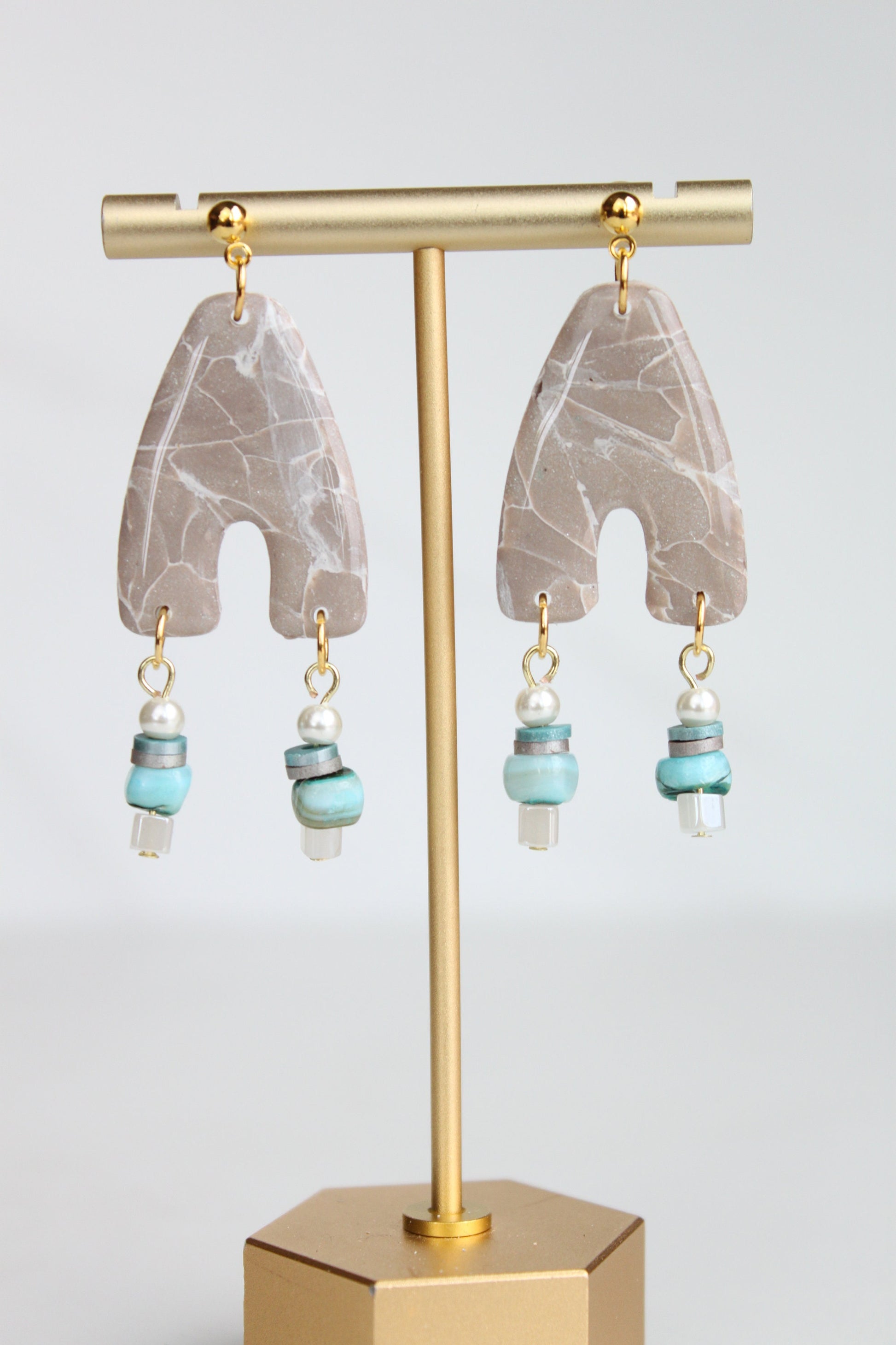 Clay Dangle Earrings - Geometric Modern Design, Handmade Lightweight Hypoallergenic Polymer Jewelry, Statement Accessory Multiple Colors
