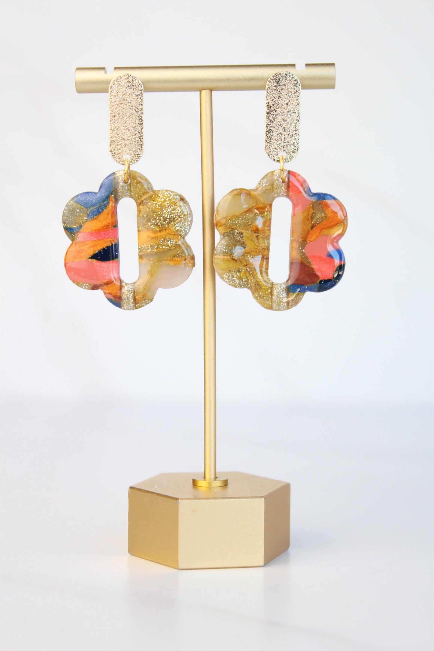 Clay Dangle Earrings - Geometric Modern Design, Handmade Lightweight Hypoallergenic Polymer Jewelry, Statement Accessory Multiple Colors