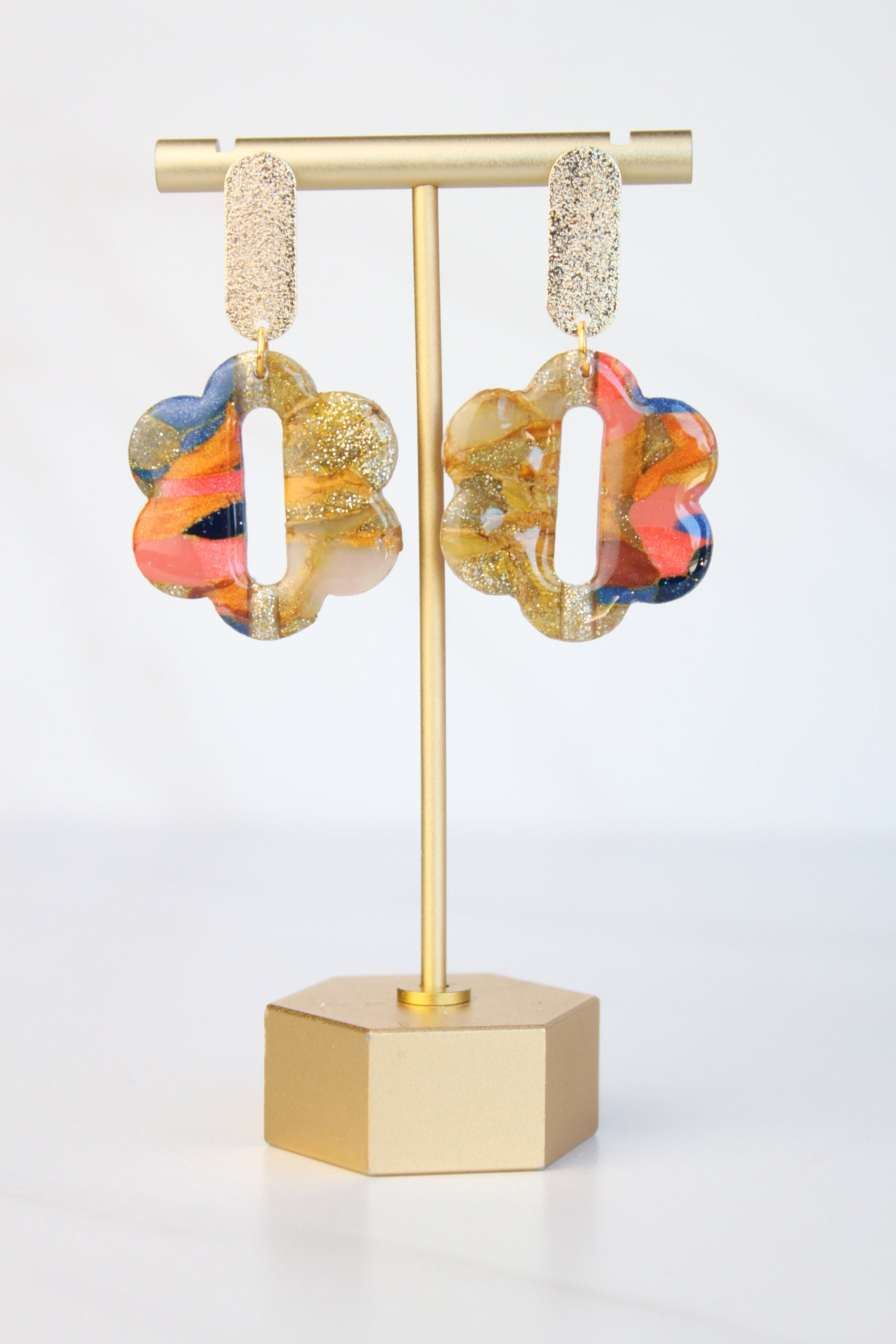 Clay Dangle Earrings - Geometric Modern Design, Handmade Lightweight Hypoallergenic Polymer Jewelry, Statement Accessory Multiple Colors