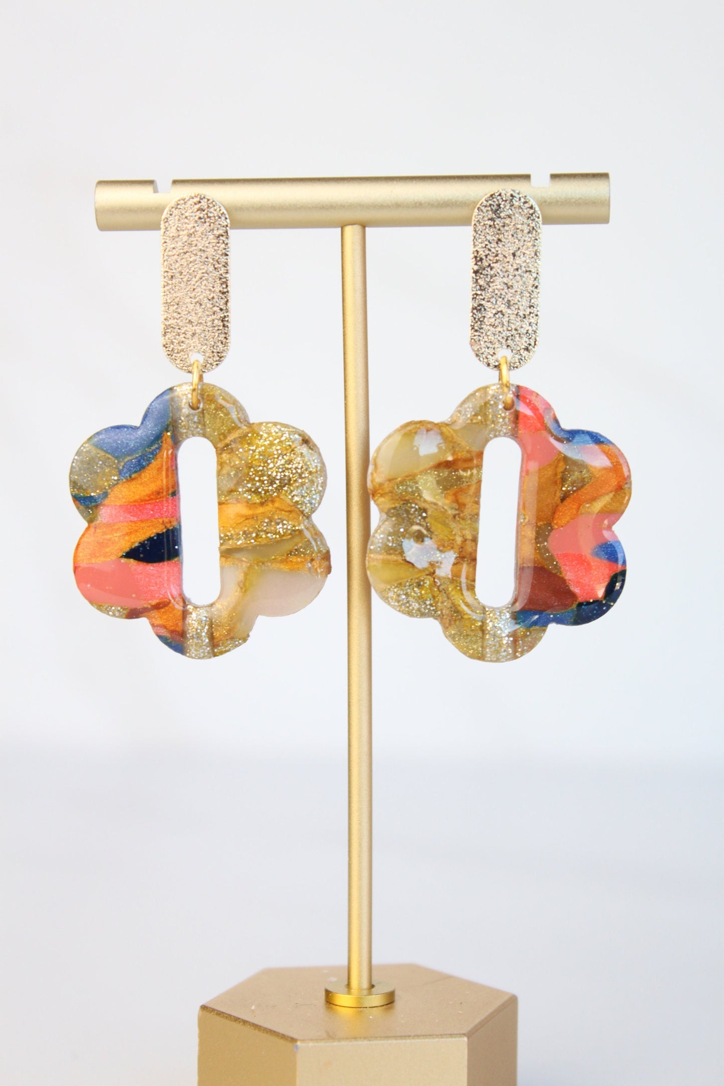 Clay Dangle Earrings - Geometric Modern Design, Handmade Lightweight Hypoallergenic Polymer Jewelry, Statement Accessory Multiple Colors