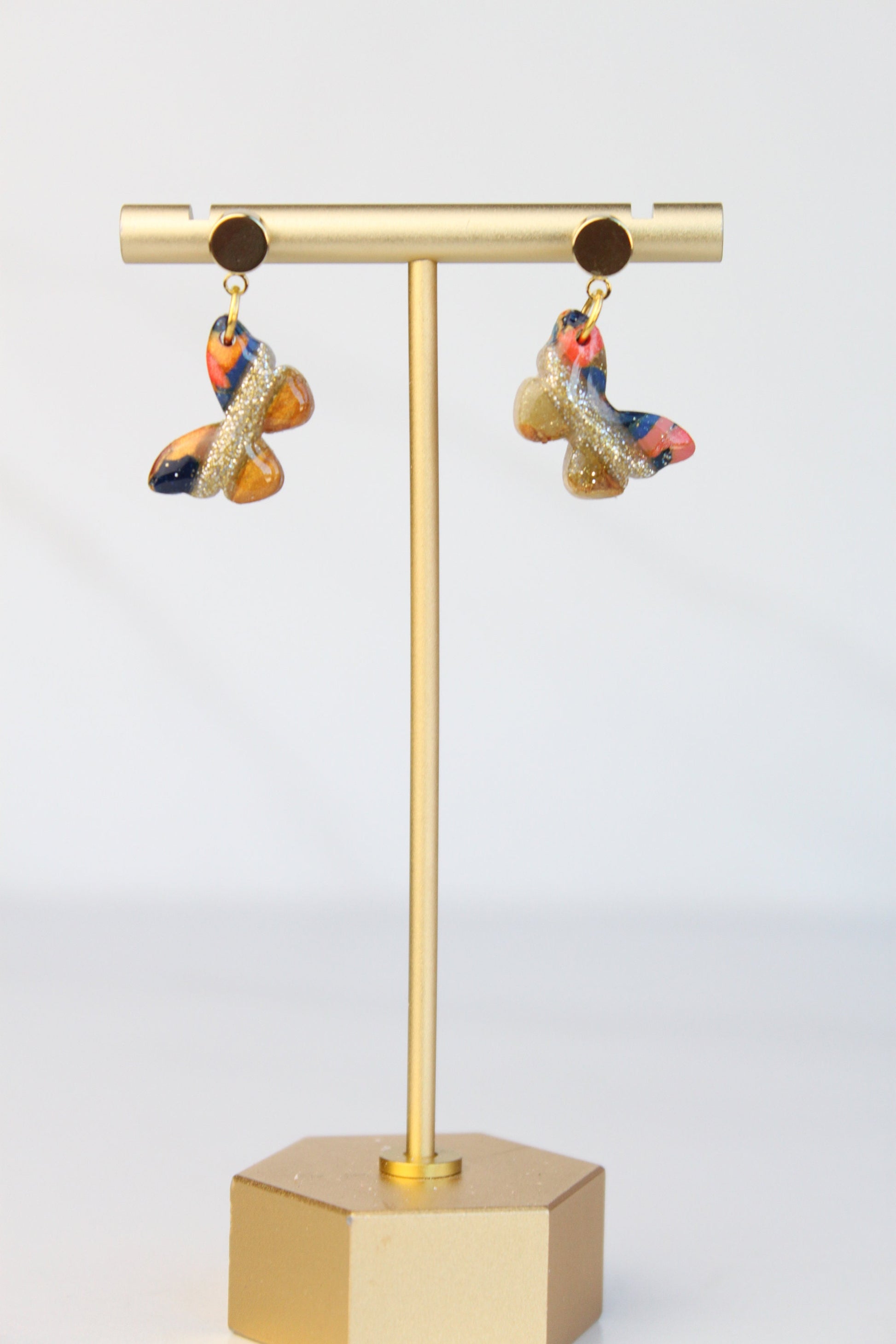 Clay Dangle Earrings - Geometric Modern Design, Handmade Lightweight Hypoallergenic Polymer Jewelry, Statement Accessory Multiple Colors