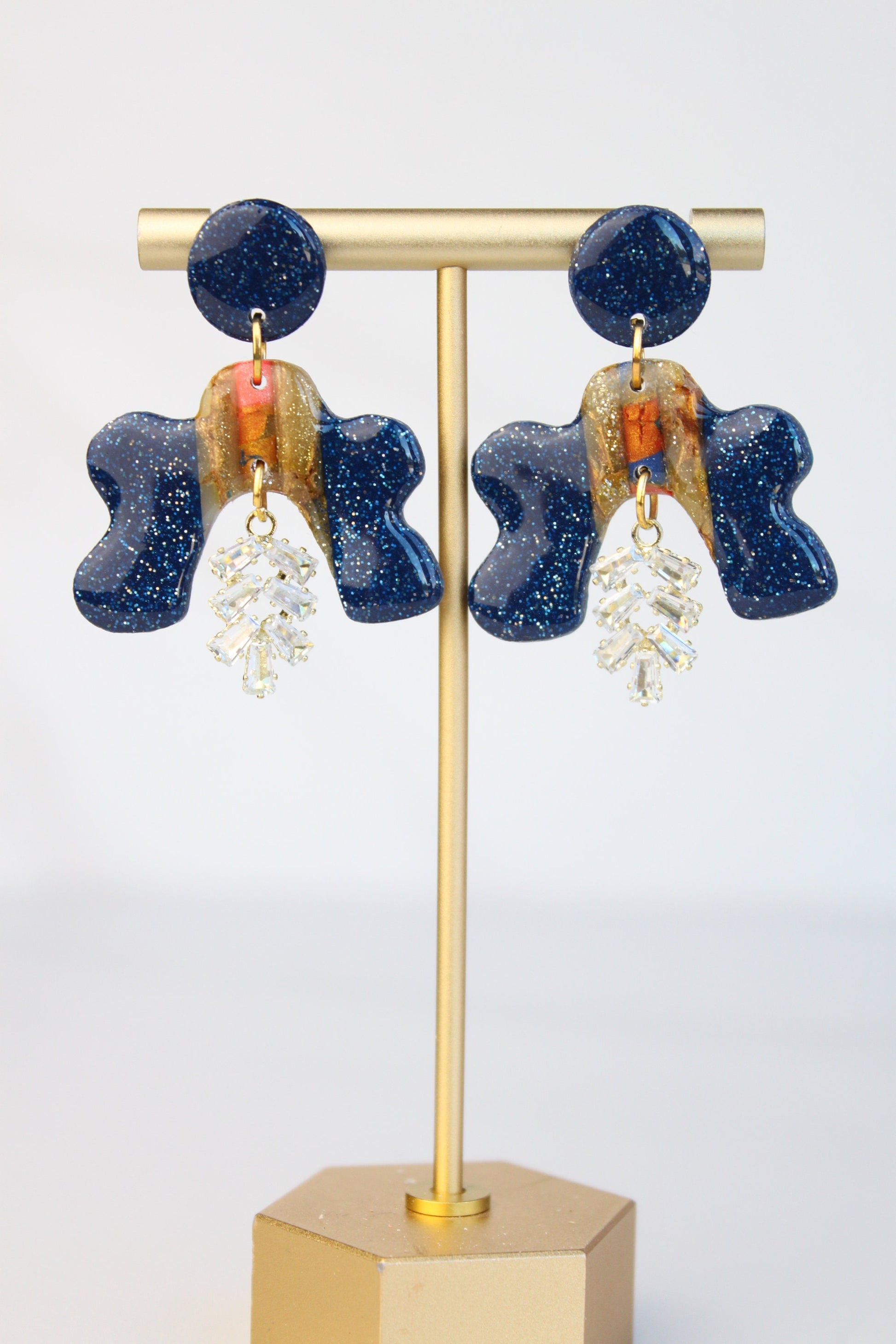 Clay Dangle Earrings - Geometric Modern Design, Handmade Lightweight Hypoallergenic Polymer Jewelry, Statement Accessory Multiple Colors