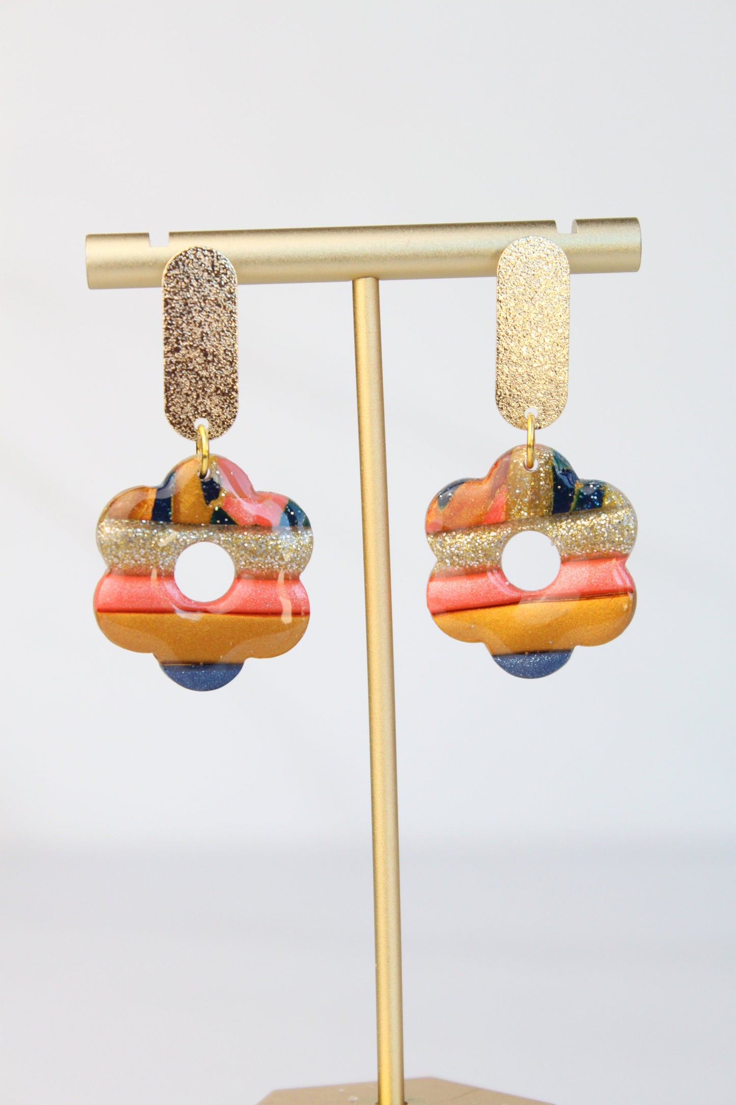 Clay Dangle Earrings - Geometric Modern Design, Handmade Lightweight Hypoallergenic Polymer Jewelry, Statement Accessory Multiple Colors