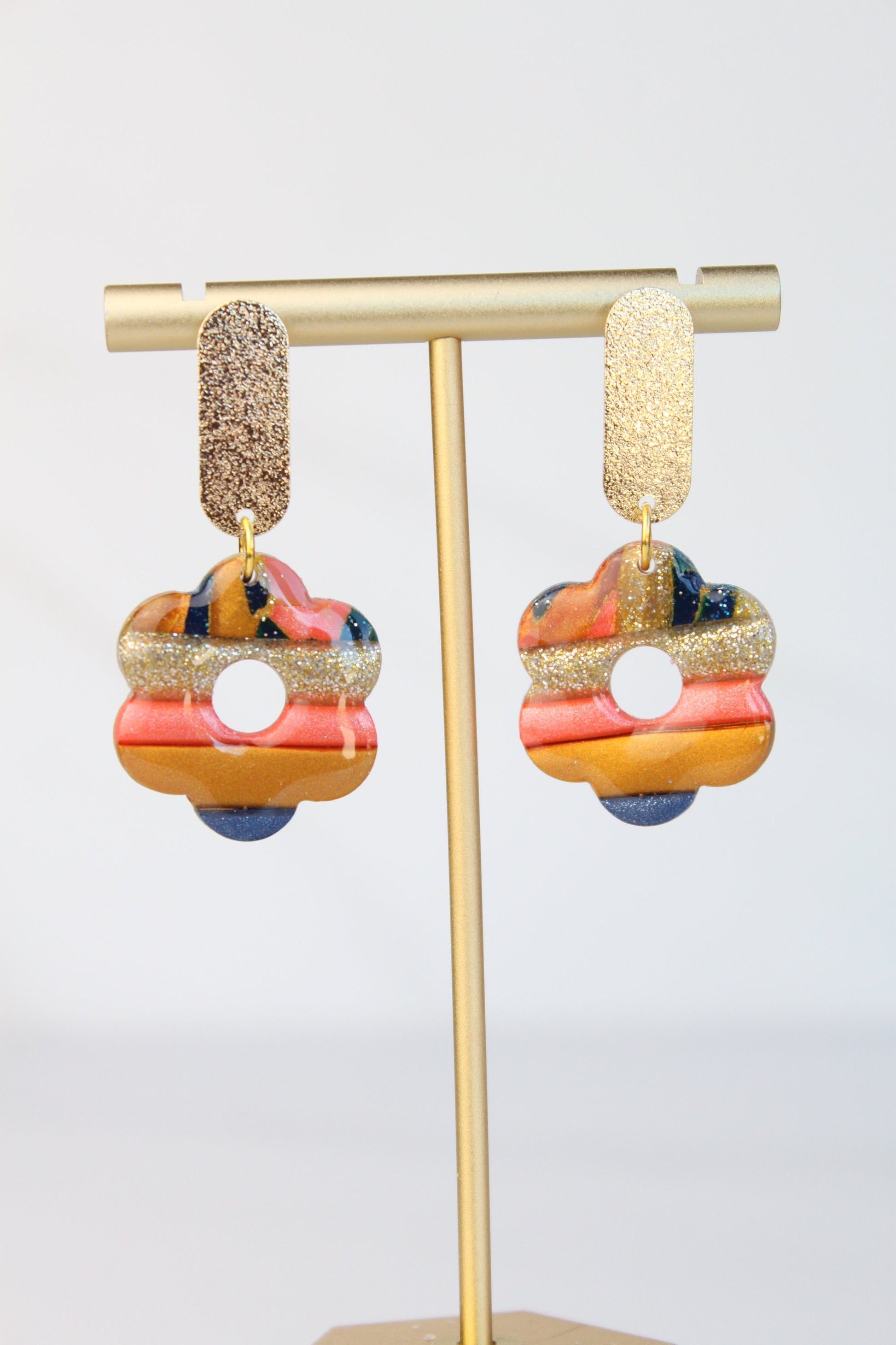 Clay Dangle Earrings - Geometric Modern Design, Handmade Lightweight Hypoallergenic Polymer Jewelry, Statement Accessory Multiple Colors