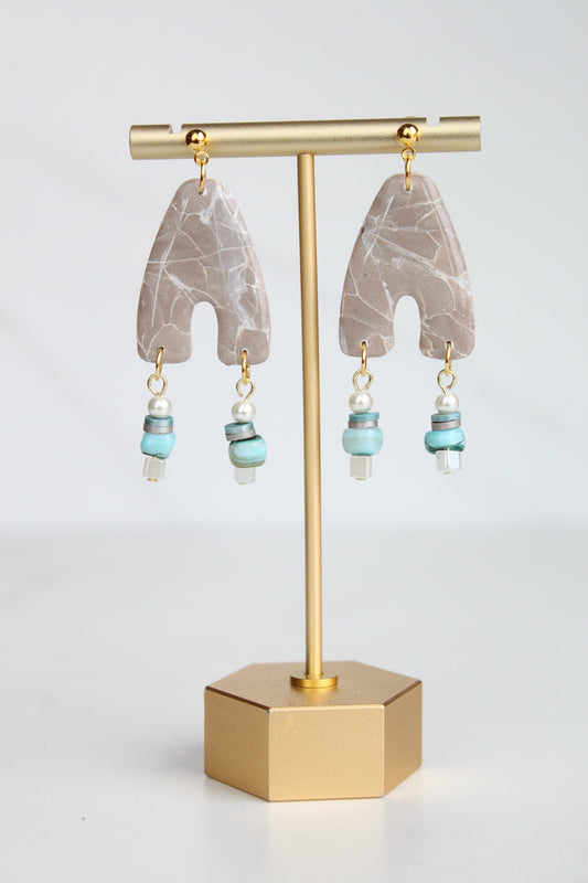 Clay Dangle Earrings - Geometric Modern Design, Handmade Lightweight Hypoallergenic Polymer Jewelry, Statement Accessory Multiple Colors