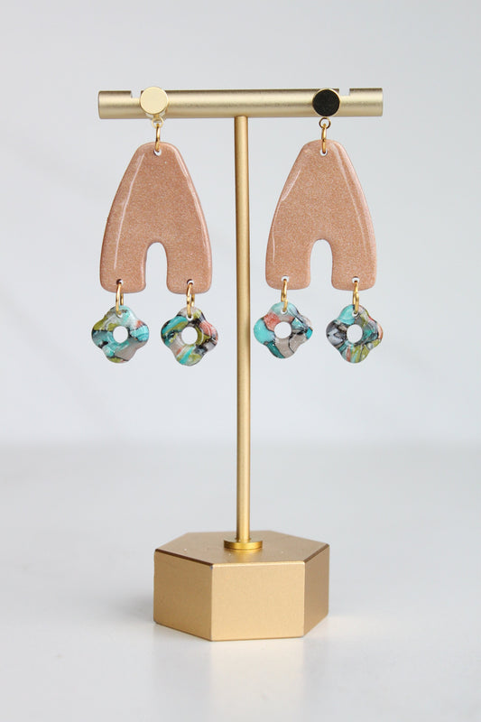 Clay Dangle Earrings - Geometric Modern Design, Handmade Lightweight Hypoallergenic Polymer Jewelry, Statement Accessory Multiple Colors
