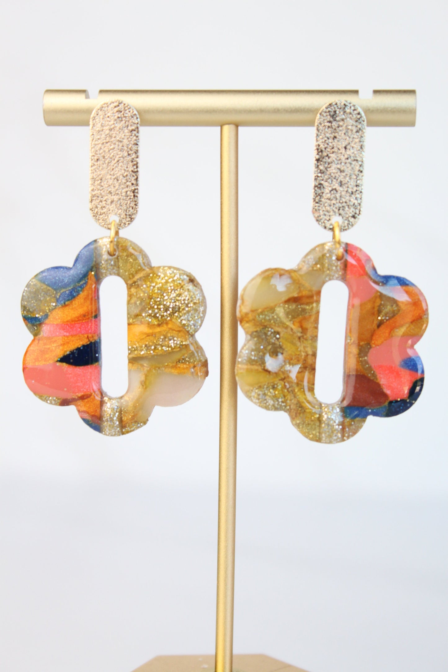 Clay Dangle Earrings - Geometric Modern Design, Handmade Lightweight Hypoallergenic Polymer Jewelry, Statement Accessory Multiple Colors