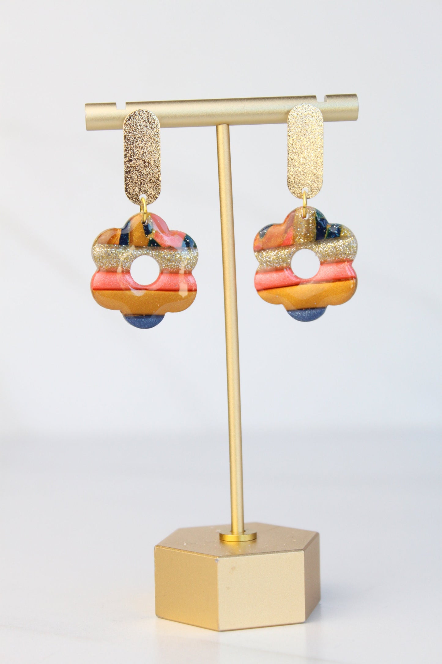 Clay Dangle Earrings - Geometric Modern Design, Handmade Lightweight Hypoallergenic Polymer Jewelry, Statement Accessory Multiple Colors