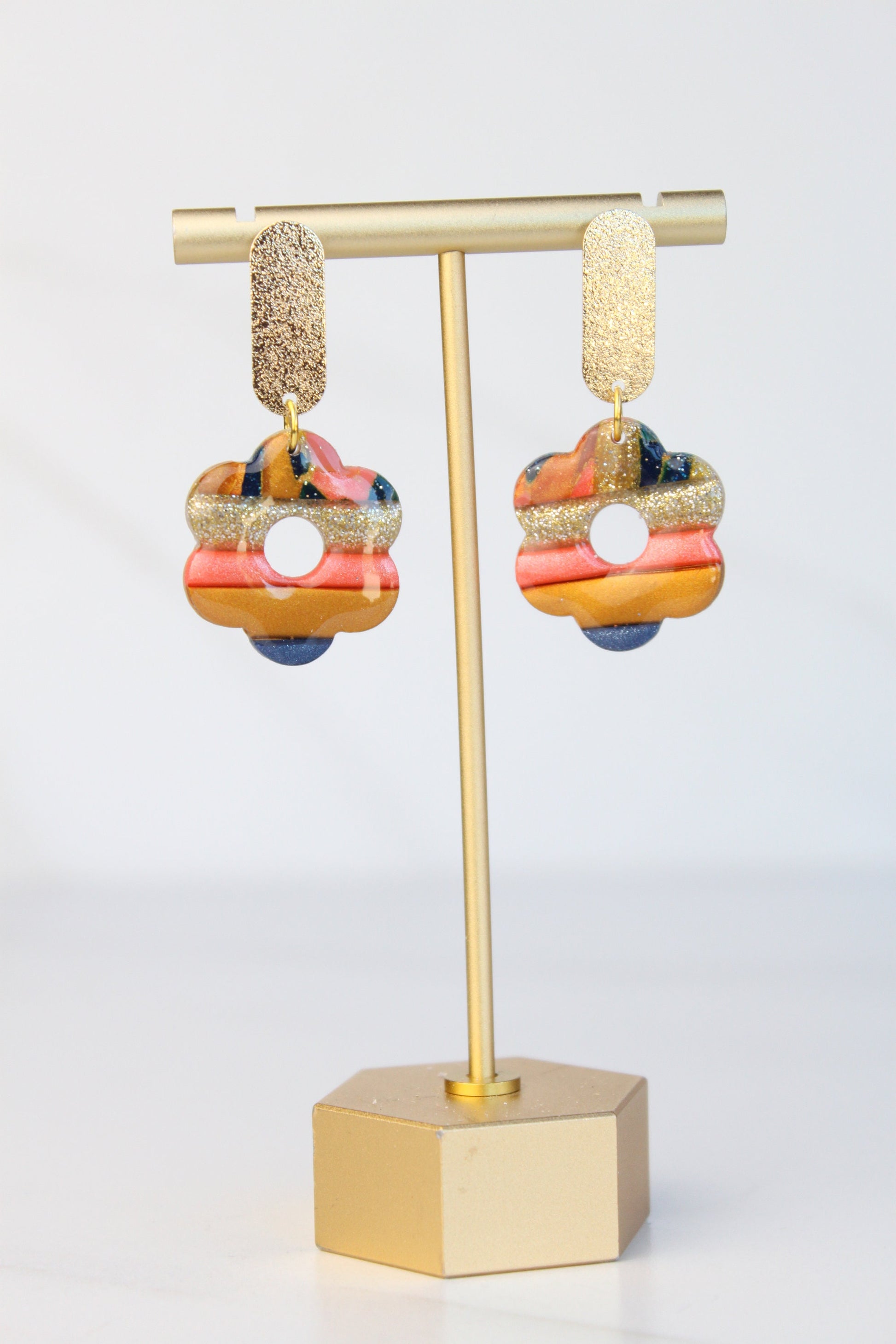 Clay Dangle Earrings - Geometric Modern Design, Handmade Lightweight Hypoallergenic Polymer Jewelry, Statement Accessory Multiple Colors