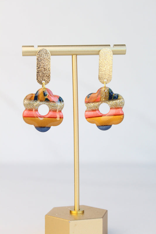 Clay Dangle Earrings - Geometric Modern Design, Handmade Lightweight Hypoallergenic Polymer Jewelry, Statement Accessory Multiple Colors